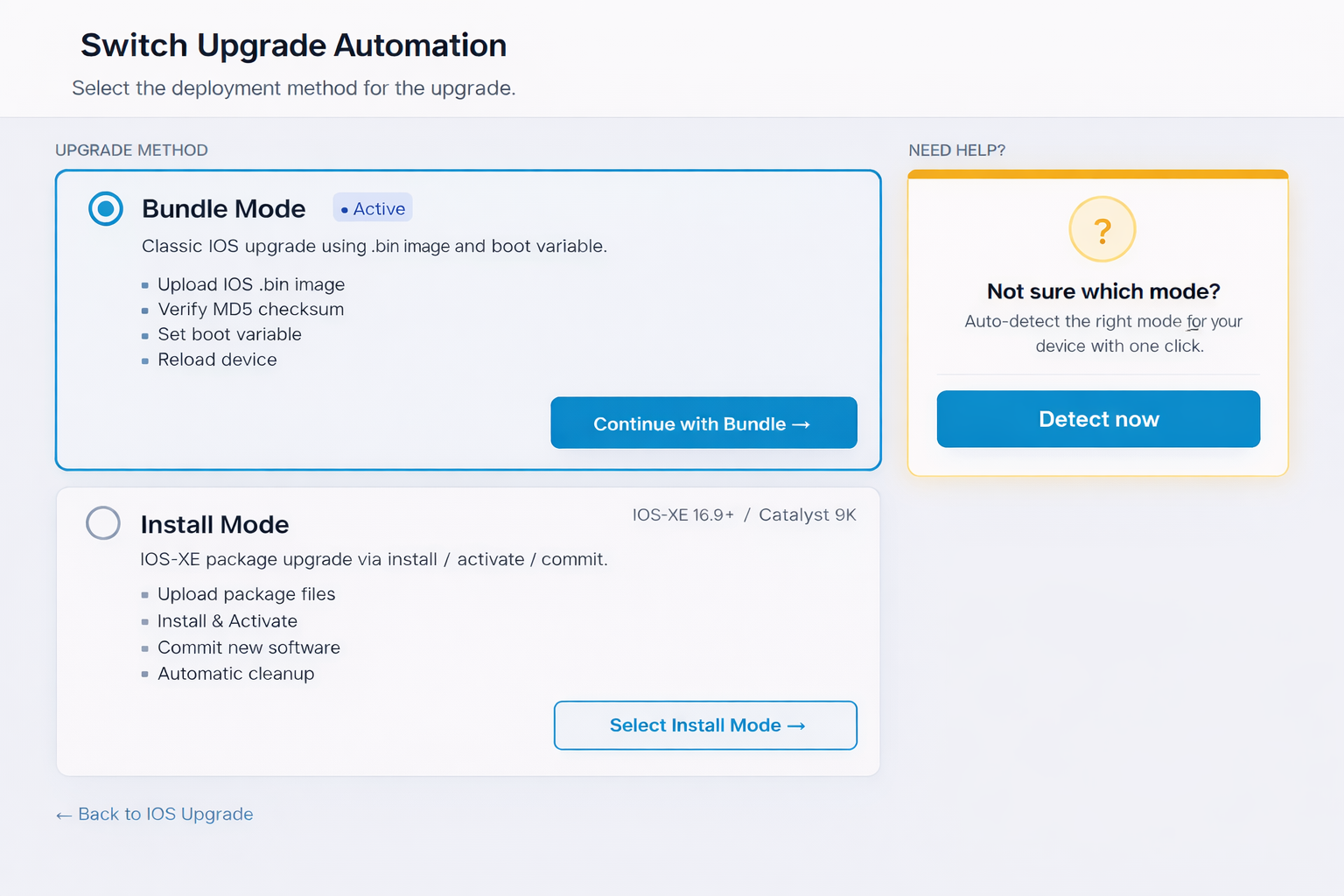 Bundle vs Install Mode Selection